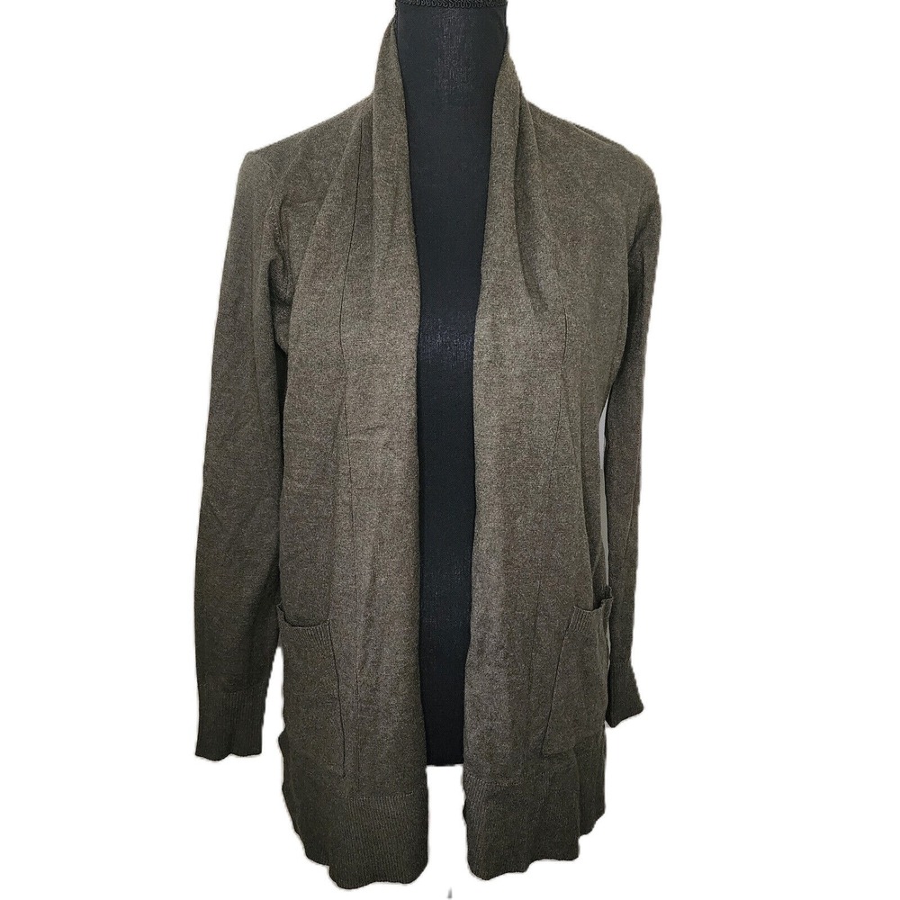 Pink Clover Cardigan Olive Brown Shawl Collar Open Front Stitch Fix Womens S